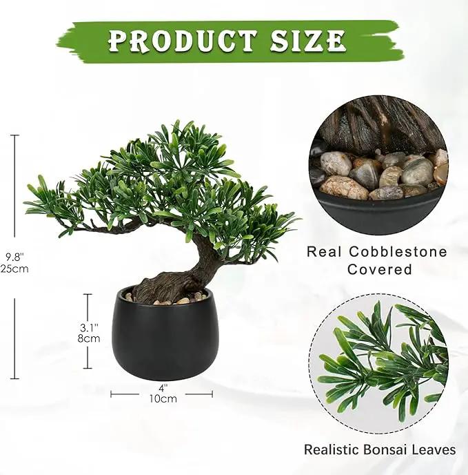 Artificial Bonsai Tree Juniper Faux Plants Indoor Fake Plants Decor with Ceramic Pots for Home Table Office Desk Bathroom Shelf Bedroom Living Room Farmhouse Decorations by GreenHaven Gardens