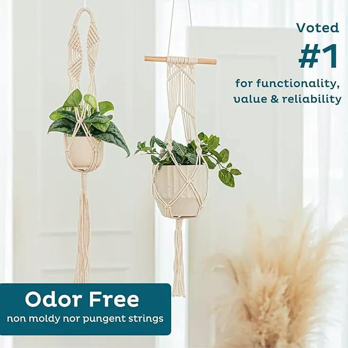 Nook Theory 6-Pack Macrame Plant Hanger - 12 Ceiling Hooks - Plant Hanger Indoor - Hanging Plant Holder - Hanging Planters for Indoor Plants - Boho Plant Hanger - Plant Hangers Indoor (Cream) by GreenHaven Gardens
