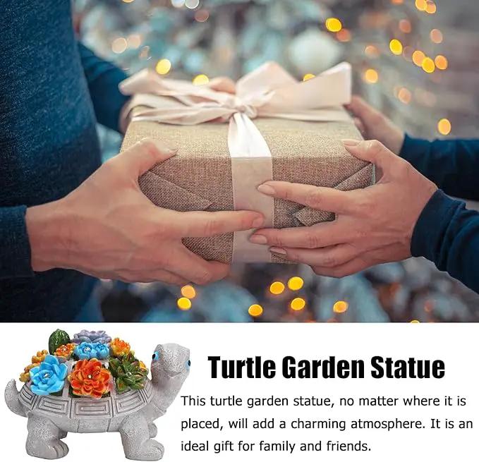 Solar Garden Turtle Statues 7 LED Lights Outdoor Decor Turtle with Succulent Resin Sculpture Patio Porch Balcony Yard Lawn Art Decor Birthday Gifts for Women Mom Grandma Housewarming Gifts by GreenHaven Gardens