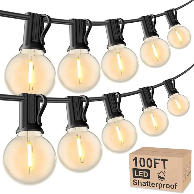 RTTY Outdoor String Lights 100 FT Globe LED Patio Lights with G40 Plastic Bulbs,Waterproof Shatterproof Dimmable Connectable Hanging for Backyard Porch Balcony Party Cafe Deck Decor by GreenHaven Gardens