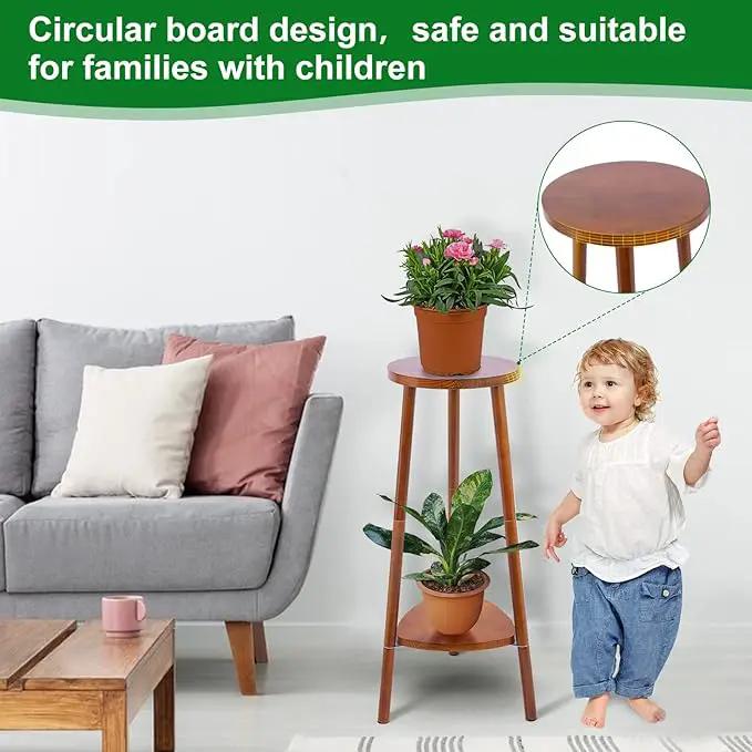 Plant Stand Indoor Tall,2 Tier Convertible Wooden Flower Stand,Planter Stand,Multi-purpose Plant Shelf Indoor for Living Room Balcony Garden Patio Office,Walnut by GreenHaven Gardens