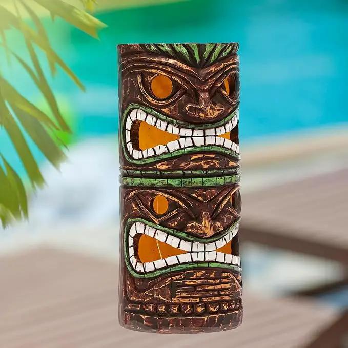 Solar Tiki Statue Outdoor Decor-Garden Large Tiki Statue-Solar Totem Pole Tiki Bar Decoration for Lawn Patio Yard,10 Inch Tall by GreenHaven Gardens