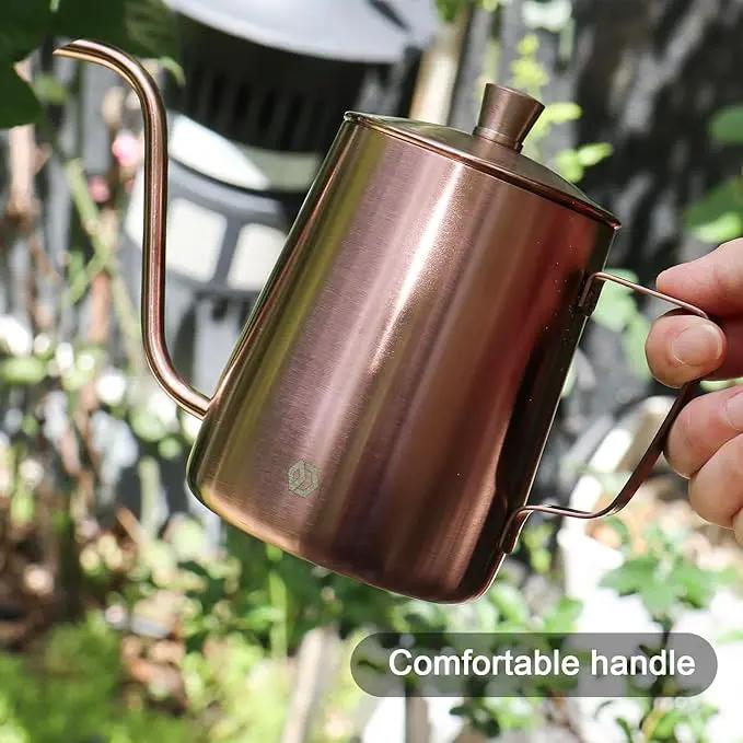 OFFIDIX Watering Can for Indoor Plants Long Spout Metal Stainless Steel 21 oz/600 ml Small Watering Can with 14 oz/400ml Glass Plant Mister Spray Bottle for Plants Bonsai by GreenHaven Gardens