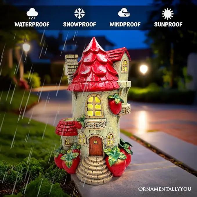 Spring & Summer-Themed Garden Statues – Adorable Outdoor Decor for Lawn, Patio & Porch (Solar Powered Strawberry Fairy Home Garden Statue, 10" Unique Spring Decoration) by GreenHaven Gardens