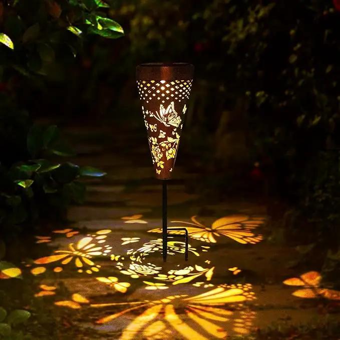 2 Pack Butterfly Solar Pathway Lights Outdoor,Metal Garden Decorations Outdoor Lights with Patterns and Warm Light,Waterproof Landscape Lighting for Path Patio Backyard Walkway Yard by GreenHaven Gardens