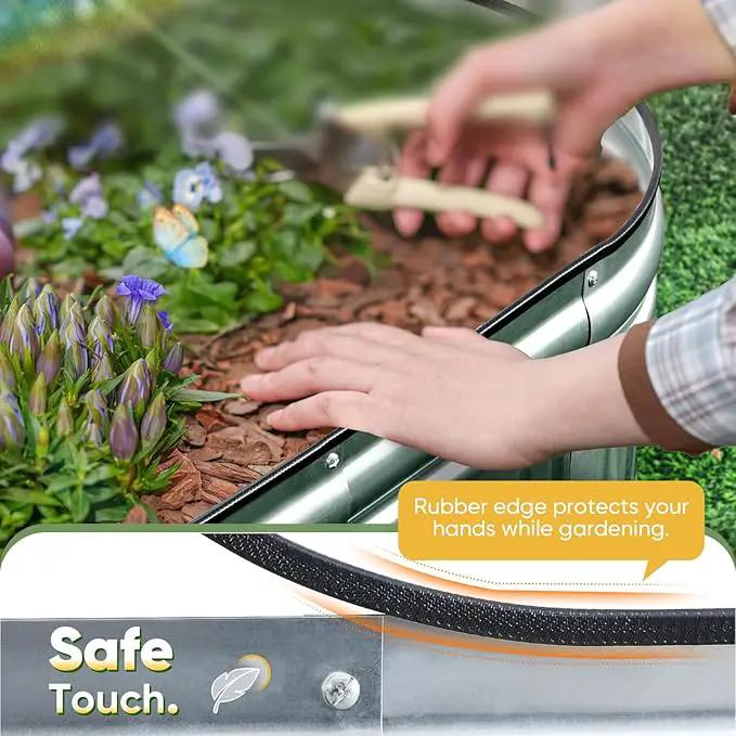 KING BIRD Raised Garden Bed Kit 2025 Upgraded Modular DIY Galvanized Planter Garden Box Outdoor for Gardening, Vegetables, Flowers, Elegant Roman Column Design, 47x24x24 in, Silver by GreenHaven Gardens