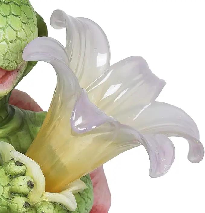 Exhart Solar Turtle Garden Statue, LED Lily Flower, Durable Resin, Cute Yard Décor, 7.5"x5.5"x8.5" by GreenHaven Gardens