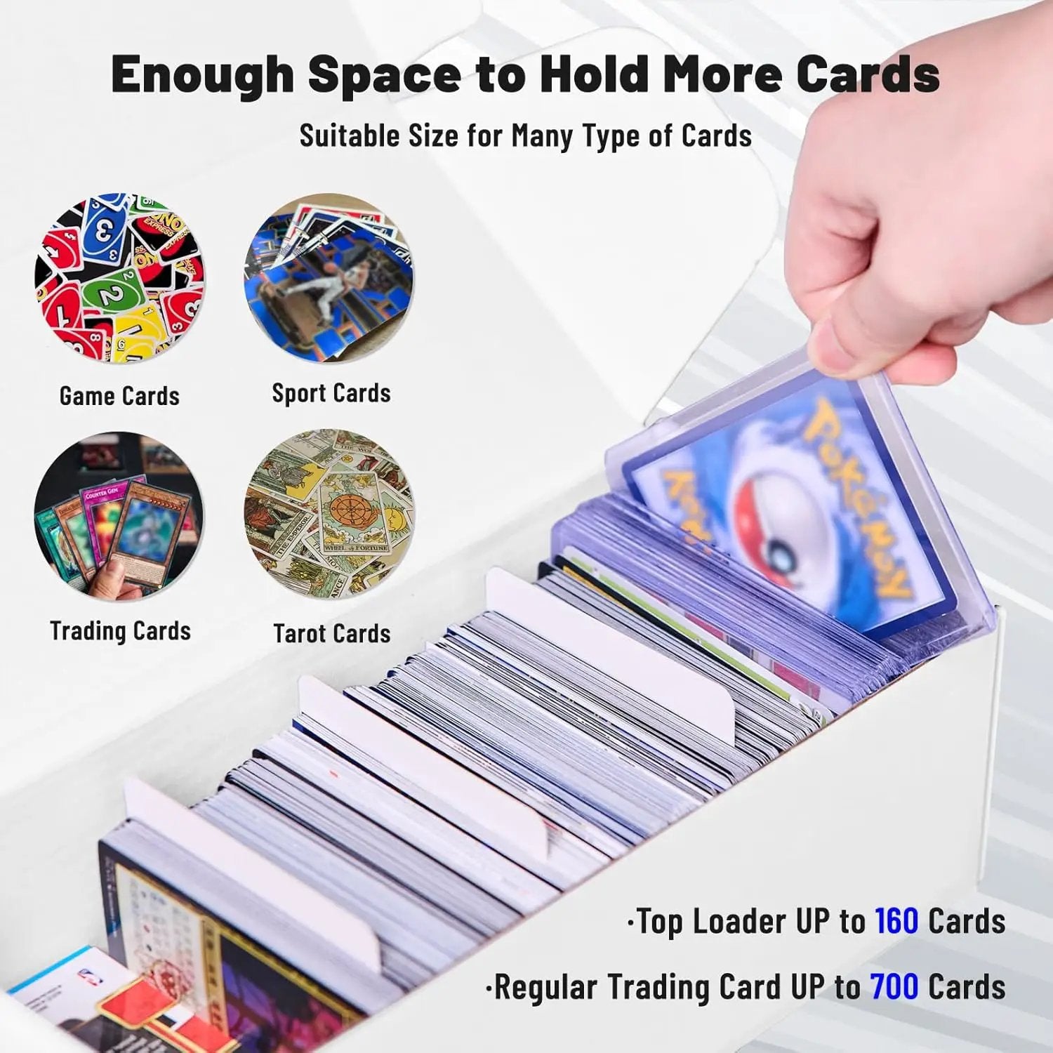 NUMINA 4 Pack 600 Card Storage Box Organizer for Trading Card Collection, Heavy Duty Sports Cardboard Box, Trading Gaming Cards Collection Box with Adjustable Dividers by GreenHaven Gardens