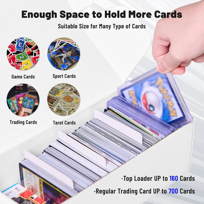 NUMINA 4 Pack 600 Card Storage Box Organizer for Trading Card Collection, Heavy Duty Sports Cardboard Box, Trading Gaming Cards Collection Box with Adjustable Dividers by GreenHaven Gardens