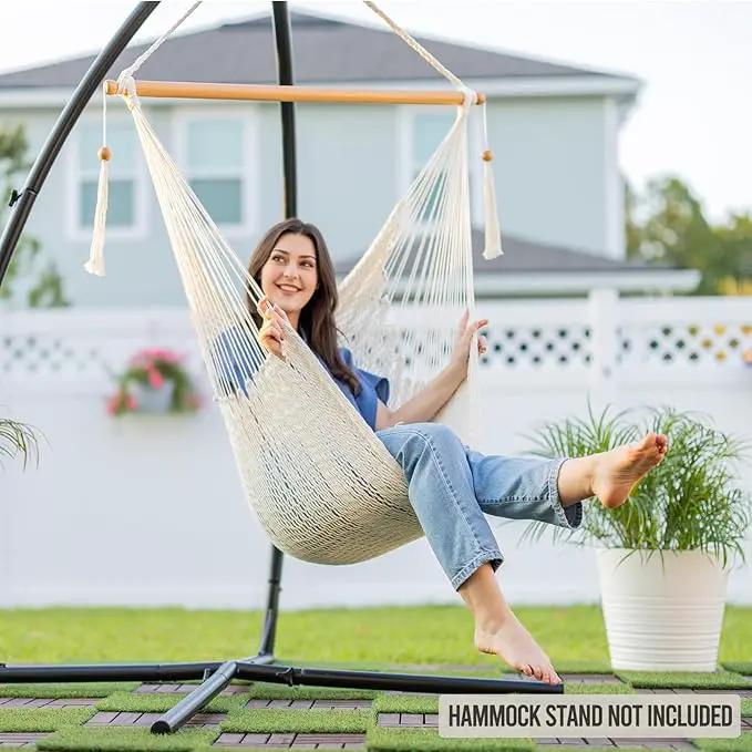 JoyView Hammock Chair with Spreader Bar Caribbean Hammock Swing Chair 300 LBS Weight Capacity XL Rope Hanging Chair for Outdoor Indoor Garden Yard - Red by GreenHaven Gardens