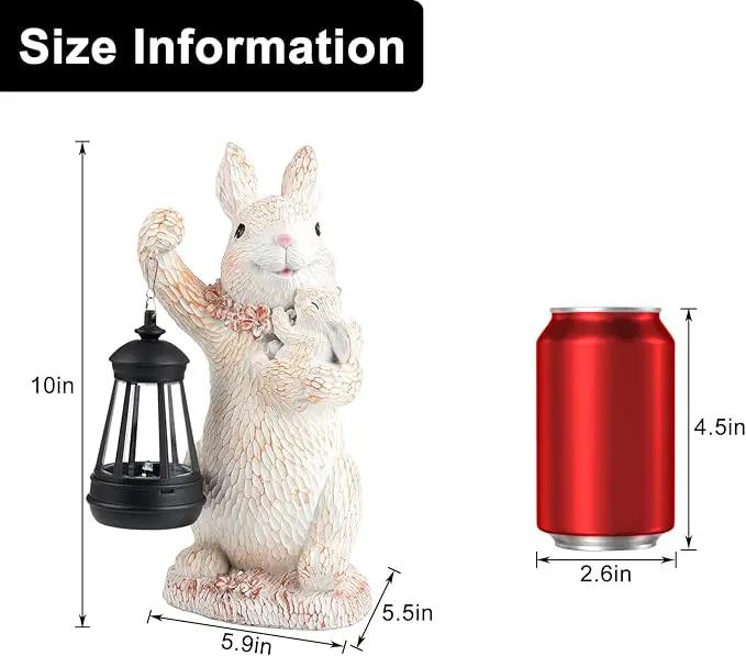 ILLUMINEW Solar Garden Statues Rabbit Lights, Outdoor Lighted Bunny Garden Decor Waterproof Figurines for Patio Porch Balcony Yard Lawn Lantern, Unique Easter Gifts for Mom Grandma Mother by GreenHaven Gardens