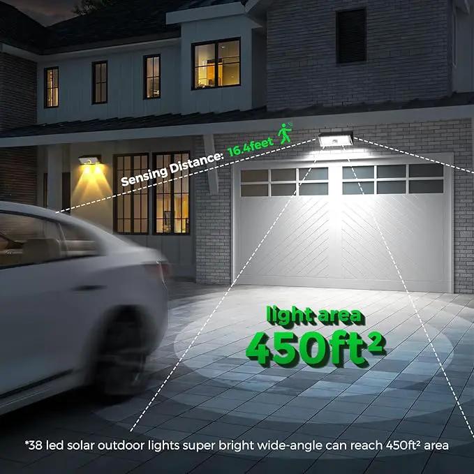 JSOT Solar Lights Outdoor, 4 Modes Solar Motion Sensor Lights Outdoor Waterproof I P65, 4Pack Ultra Bright Wall Security Lighting for Yard Garage Front Door Garden - Cool White by GreenHaven Gardens