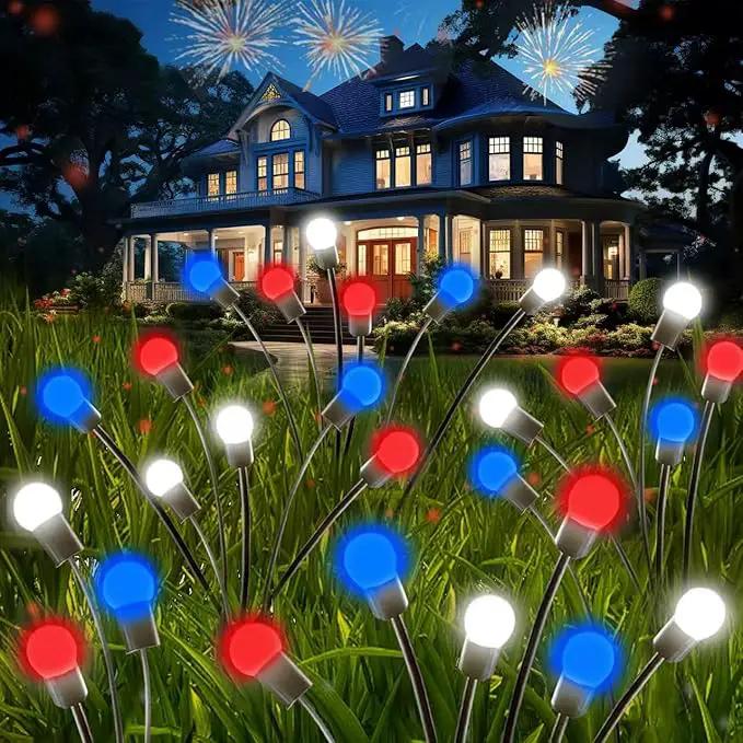 Red White and Blue Solar American Flag Firefly Lights, 8 PK Firefly Light 4th of July Patriotic Solar Outdoor Lights Waterproof, Independence Day Patriotic Decor for Garden Yard Decorations by GreenHaven Gardens