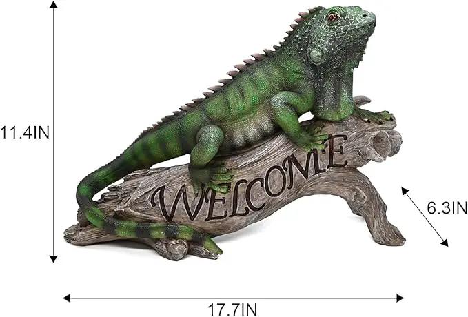 Patio Chameleon Figurine Garden Decor Lizard Outdoor Statue Yard Decoration Home Sculpture Outside Accessory Lawn Welcome Sign Iguana by GreenHaven Gardens