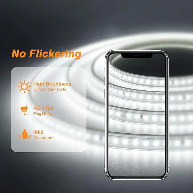 AIMENGTE LED Strip Lights Outdoor Waterproof, 600 LEDs, 6500K Cool White, 16.4ft LED Rope Lights for Bedroom, Kitchen, Garden, Patio, Indoor Christmas Decoration, AC 110V by GreenHaven Gardens