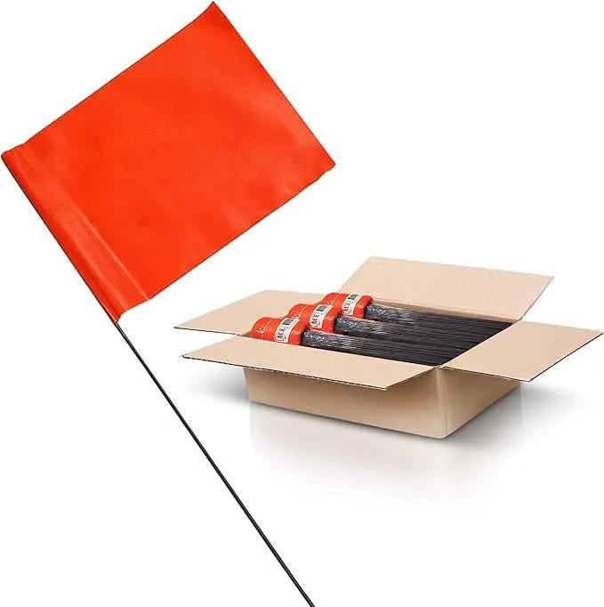 Fluorescent Orange Marking Flags 1000 Pack - 4x5x15 Inch Bulk Yard Flags - Markers For Lawn, Irrigation, Landscaping, Survey & Sprinkler Head Marking by GreenHaven Gardens