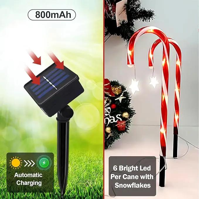 2 Set 24 Pack Upgraded Solar Christmas Candy Cane Lights, 18.6 Inch 144LED Outdoor Pathway Stake Lights with 8 Modes, Solar Candy Cane Lights for Decor Lighting Walkway Yard Garden Xmas Decorations by GreenHaven Gardens
