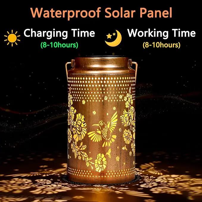Hummingbird Solar Lanterns Outdoor Waterproof, Metal Hanging Lights Decorations for Garden Yard Lawn Patio, Unique Hummingbird Gifts for Women Mom Grandma Sister for Mother'Day Christmas by GreenHaven Gardens