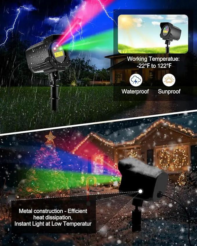 Laser Christmas Projector Lights Outdoor, Christmas Decorations Stars Light Show, Efficient Heat Dissipation, Waterproof, Holiday Projector Decorations for House/Garden/Party/Wedding (Black) by GreenHaven Gardens