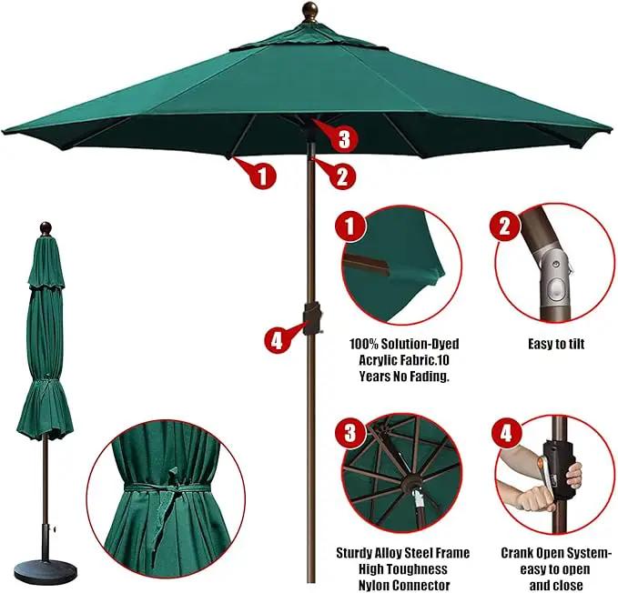EliteShade USA 10-Year-Non-Fading 10Ft Market Umbrella Patio Umbrella Outdoor Table Umbrella with Ventilation, Forest Green by GreenHaven Gardens