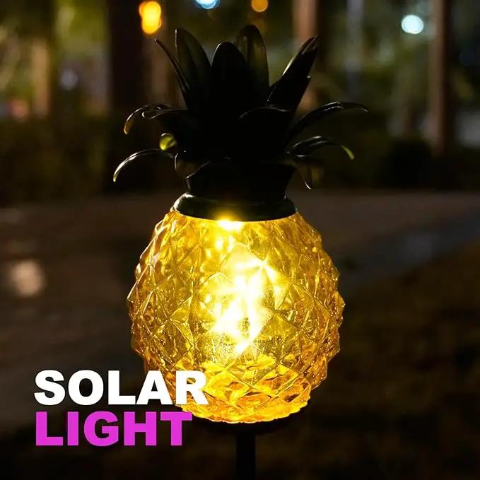 Solar Outdoor Lights Waterproof Garden Solar Pineapple Stakes Lights Lantern Decor Gift Tropical, 2 Packs by GreenHaven Gardens