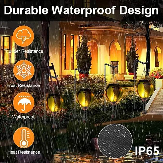 Hot Air Balloon Solar Lantern with Flickering Flame Hanging Solar Lanterns Outdoor Lights Waterproof Lanterns Decorative Garden Patio Yard Party Decor Green&Navy by GreenHaven Gardens