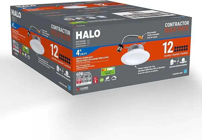 HALO LTE 4 Inch Indoor/Outdoor Recessed LED Trim Can Light, 3000K - Contractor Value Pack (12-Pack) - LTE46930-12PK by GreenHaven Gardens
