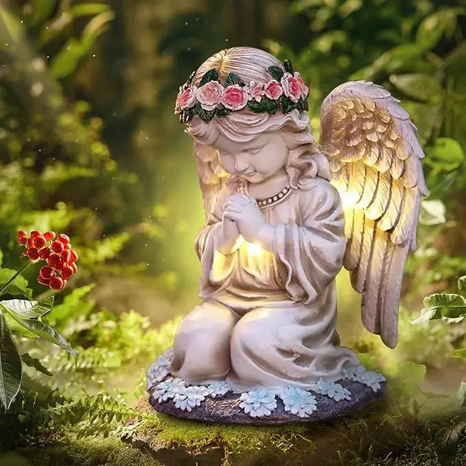 Choies Solar Angel Garden Statue Outdoor Decor,Praying Angel Sculpture for Outside,Home,Patio,Yard,Cemetery,Perfect Birthday or Valentines Day Angel Gifts for Women,Mom by GreenHaven Gardens
