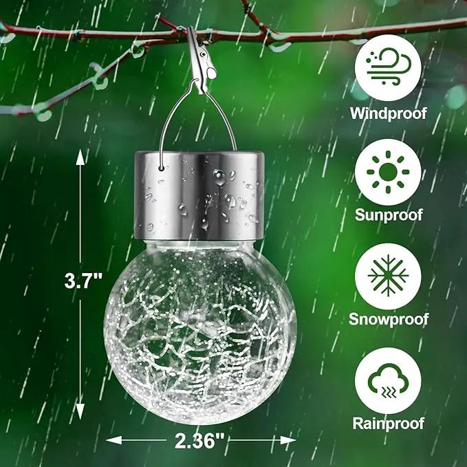 Solar Lights Outdoor Decorative 32 Pack, Hanging Solar Garden Lights Waterproof, Solar Powered Globe Lantern Cracked Glass Ball Lights for Yard Patio Fence Tree Umbrella Holiday Decoration, Warm White by GreenHaven Gardens