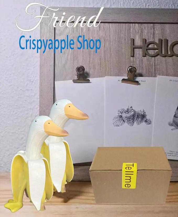 Tellme 2 PCS Banana Duck Statues, Creative Whimsical Garden Art Resin Gnome Sculptures, Outdoor Personalized Decors, Cute Banana Ornaments for Yard, Porch, Office, Home, Funny Housewarming Gifts. by GreenHaven Gardens