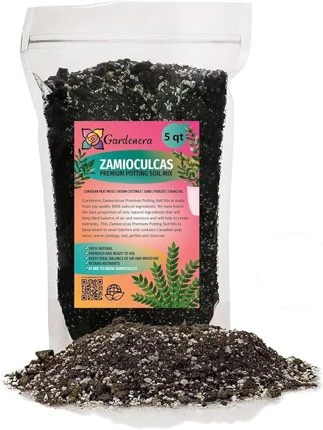 Premium Zamioculcas Plant Soil Mix by Gardenera - Stimulate Growth and Elevate Elegance with Nourishing Formula - 5 Quart by GreenHaven Gardens