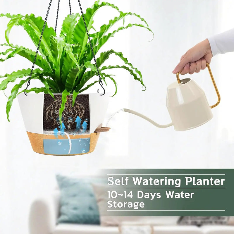 ZMTECH 12 Inch Hanging Planters for Indoor, 2 Pack Large Hanging Plant Pot with Visible Water Level and Chain, Self Watering Hanging Flower Pot for Outdoor Garden Porch(12Inch, White) by GreenHaven Gardens