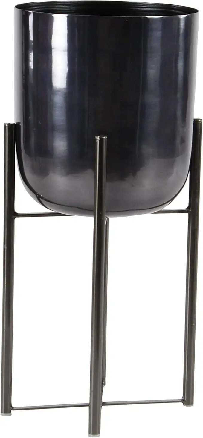 CosmoLiving by Cosmopolitan Metal Indoor Outdoor Planter Dome Large Planter Pot with Removable Stand, Set of 2 Planters 19", 22"H, Black by GreenHaven Gardens