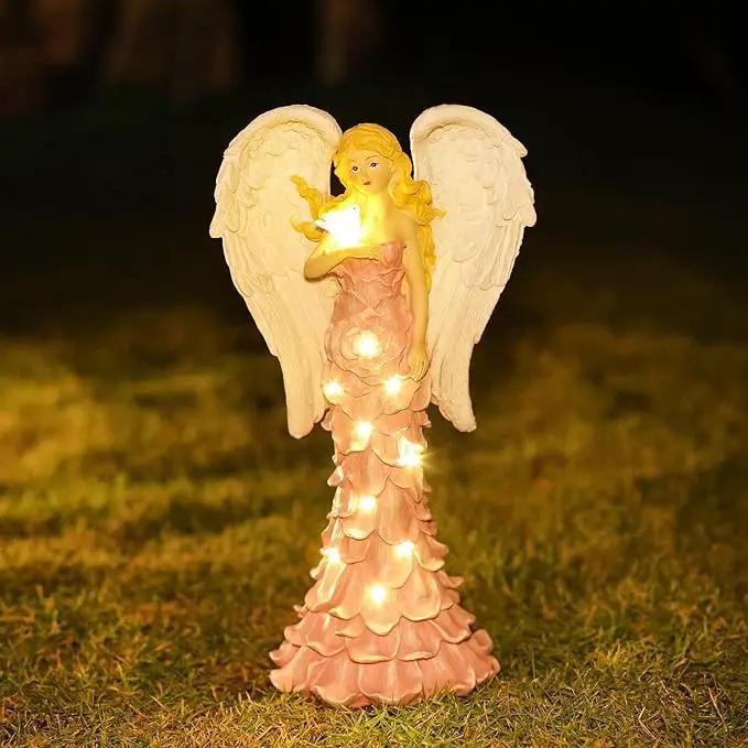 Solar Angel Garden Statues Outdoor with LED Lights –Garden Angel Figurine- Outdoor Lawn Decor Garden Figurine for Patio, Balcony, Yard, Ornament - Unique Housewarming Gifts by GreenHaven Gardens