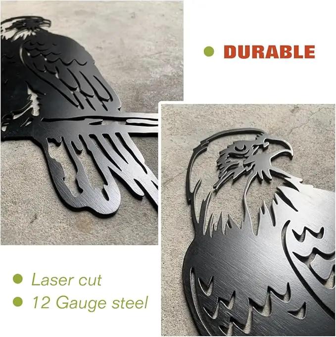 Bald Eagle Metal Bird Yard Art, Outdoor Tree Decor, Eagle Statue Gift for Men by GreenHaven Gardens