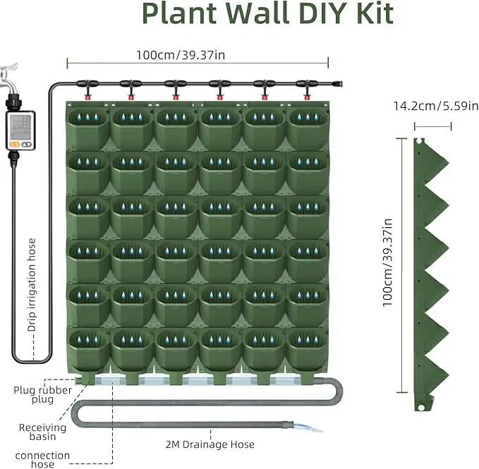 Self Watering Wall Planter with 36 Pots, Vertical Garden Planter for Indoor Plants, Wall Mounted planters Hanging Flower Herbs Vegetables for Garden (36POTS with Irrigation System) by GreenHaven Gardens