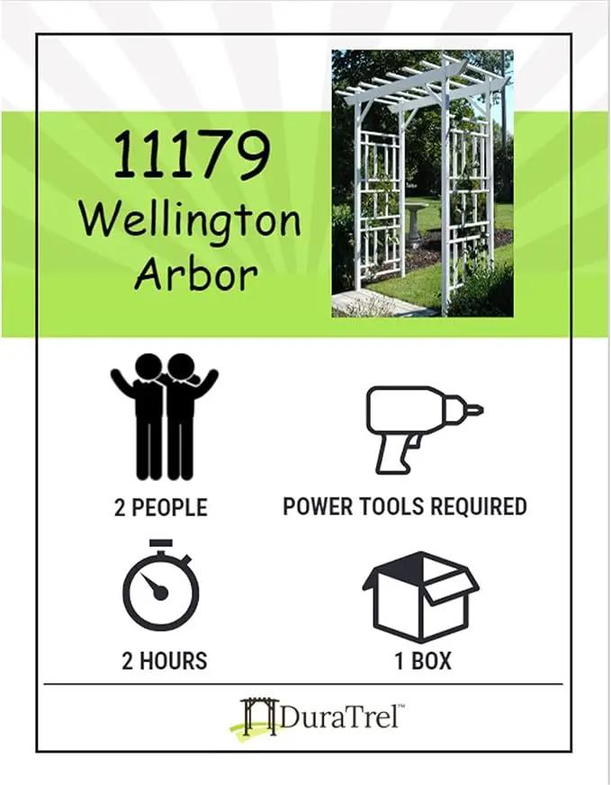 Dura-Trel Outdoor Garden Arch, Wellington Arbor Trellis for Climbing Plants, 72" x 85" by GreenHaven Gardens