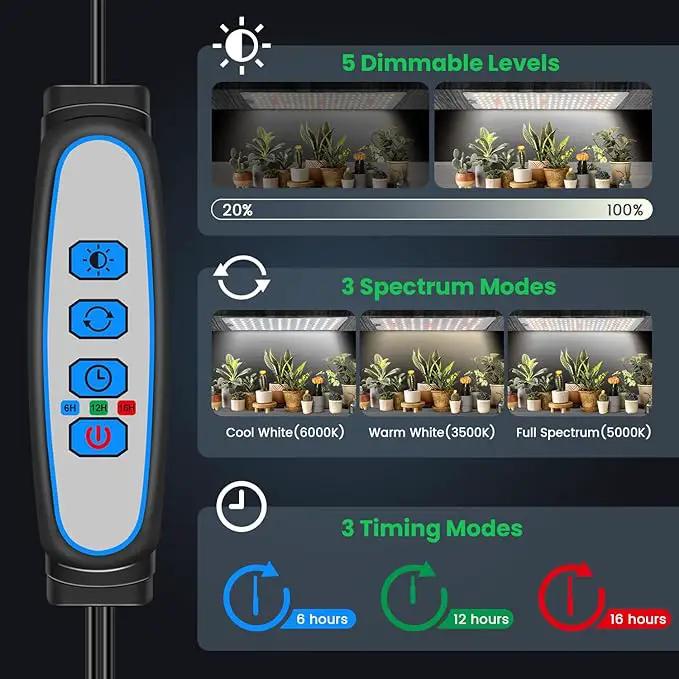 Garpsen Grow Light, 6000K Full Spectrum Plant Lights for Indoor Growing with Auto Timer 6/12/16H, 5 Dimmable Levels & 3 Color Modes, 552 LEDs Grow Lamp Panel for Seed Starting, Veg and Bloom(4Panels) by GreenHaven Gardens