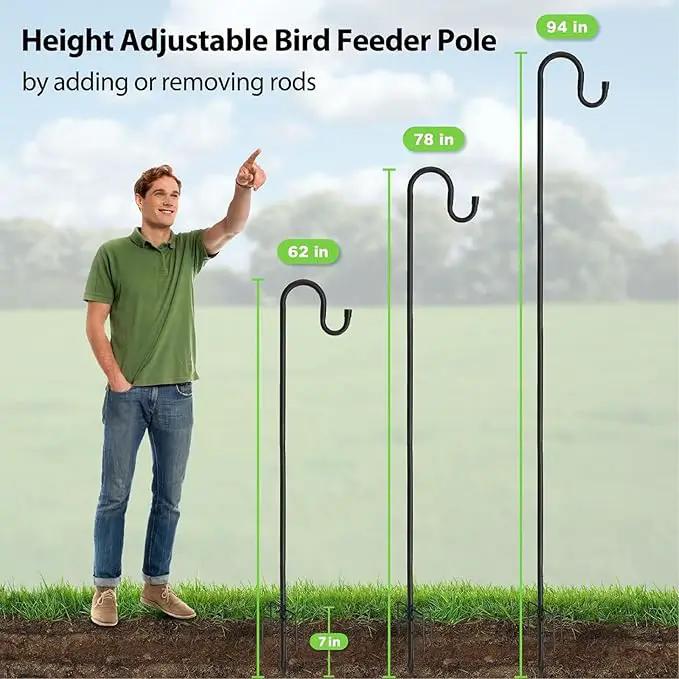 Bird Feeder Pole, 94" Shepherds Hooks for Outdoor, Hummingbird Feeders Stand Heavy Duty with Stable 5-Prong Base, Hanging Plant Shepherd Hook Hanger Stick for Outside Garden Yard Wedding by GreenHaven Gardens