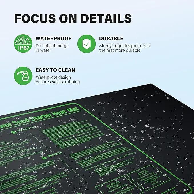 iPower GLHTMTCTRLHTMTL 48" x 20" Warm Hydroponic Seedling Heat Mat and Digital Thermostat Control Combo Set for Plant Germination, Black by GreenHaven Gardens