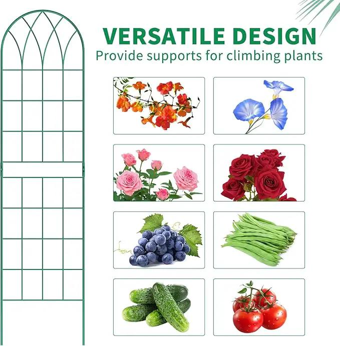 4 Pack Metal Garden Trellis for Climbing Plants, Black Metal Garden Trellis for Vines Plant Rose Vegetable Support,Large Decorative Outdoor Trellis by GreenHaven Gardens