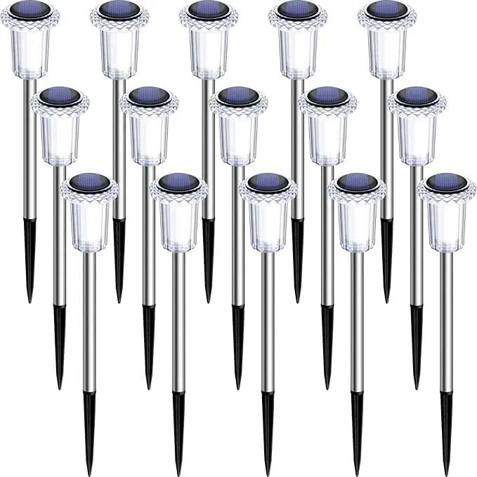 DenicMic Solar Lights Outdoor Pathway Lights 6000K LED Waterproof Acrylic Lamp Head Stainless Steel Stake for Yard Garden Landscape Path Walkway Driveway Patio Lawn (15Pack Cold White) by GreenHaven Gardens