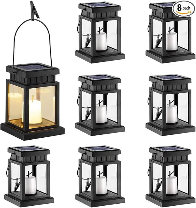 GIGALUMI 8 Pack Solar Hanging Lantern Outdoor, Candle Effect Light with Stakes for Garden, Patio, Lawn, Deck, Umbrella, Tent, Tree, Yard, Driveway-Warm White by GreenHaven Gardens