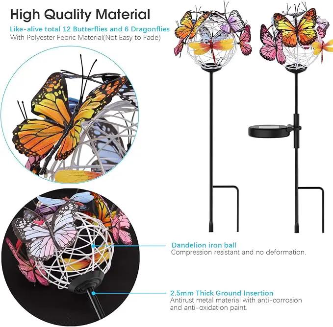 Aiscool Solar Powered Butterfly Garden Stake Lights (2 Pcs Butterfly Lights) by GreenHaven Gardens