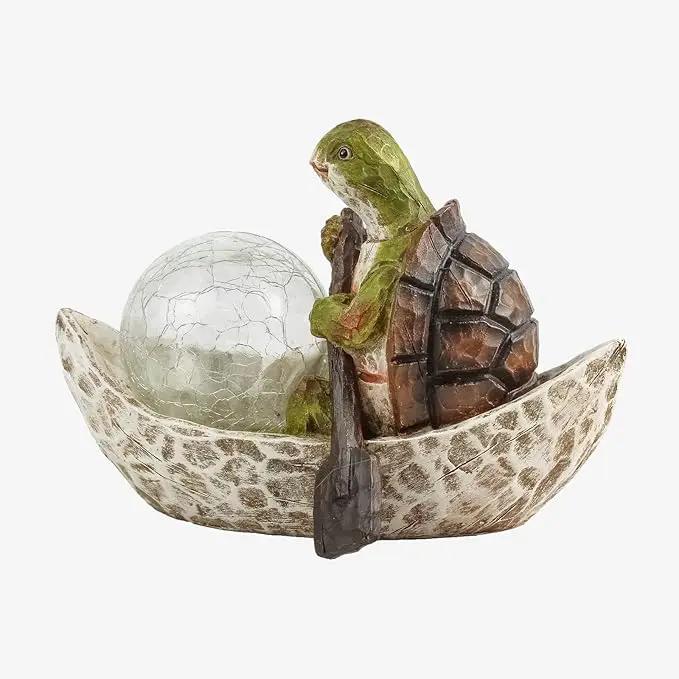 Garden Statue of Turtle,Garden Decor Turtle Figurine,Turtle Outdoor Statue,Solar Turtle Decor for Patio,Balcony,Yard,Lawn Ornament,Perfect Garden Gift by GreenHaven Gardens