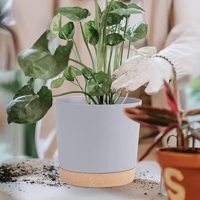 QCQHDU 8 inch Plant Pot, 2 Pack Planters for Indoor Plants with Drainage Holes & Saucer, Outdoor Flower Pots Home Garden Modern Decor by GreenHaven Gardens