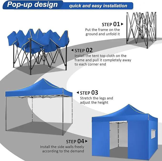 COBIZI 10x10 Heavy Duty Pop up Canopy with 4 Removable Sidewalls, Canopy Tent with Portable Bag, Ez Pop up Tent Commercial Gazebo Waterproof Sunshade for All Weather Party Camp Stall Patio by GreenHaven Gardens