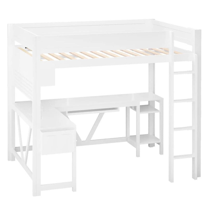 Gaming Loft Bed With Desk, Storage Shelves, LED And Charging Station by Unique Piece Furniture