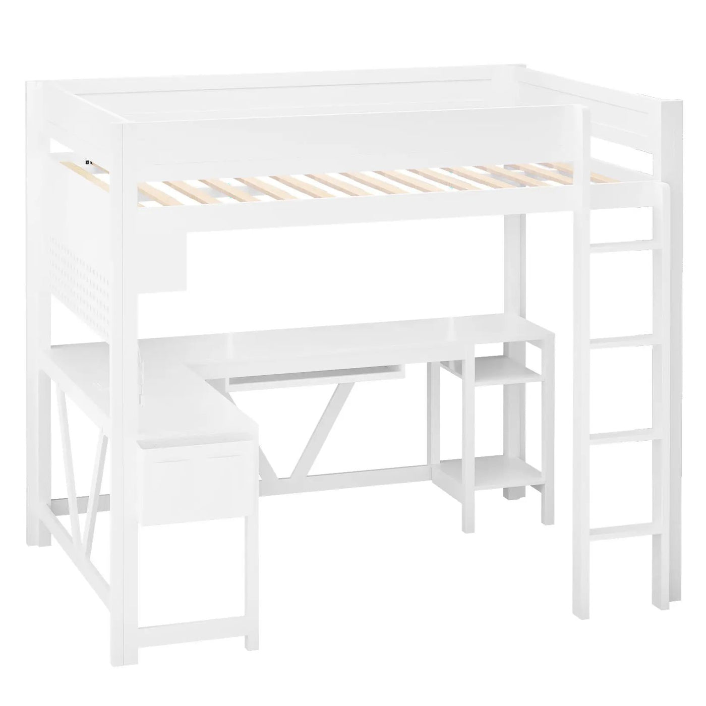 Gaming Loft Bed With Desk, Storage Shelves, LED And Charging Station by Unique Piece Furniture