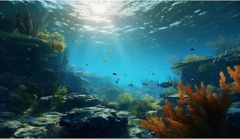 Ocean Floor Fish Tank Background Underwater Rock Aquarium Background Under The Sea Terrarium Backgrounds Aquatic Plants Sunlight Fish Tank Backgrounds Tropical Fish Aquarium Wallpaper 30x18in by GreenHaven Gardens